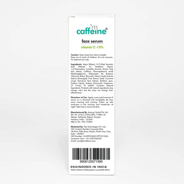mCaffeine 15% Vitamin C Face Serum for Pigmentation & Dark Spot | Revives Dull Skin & Protects Against Sun Damage | Day & Night Serum for Face - 30ml